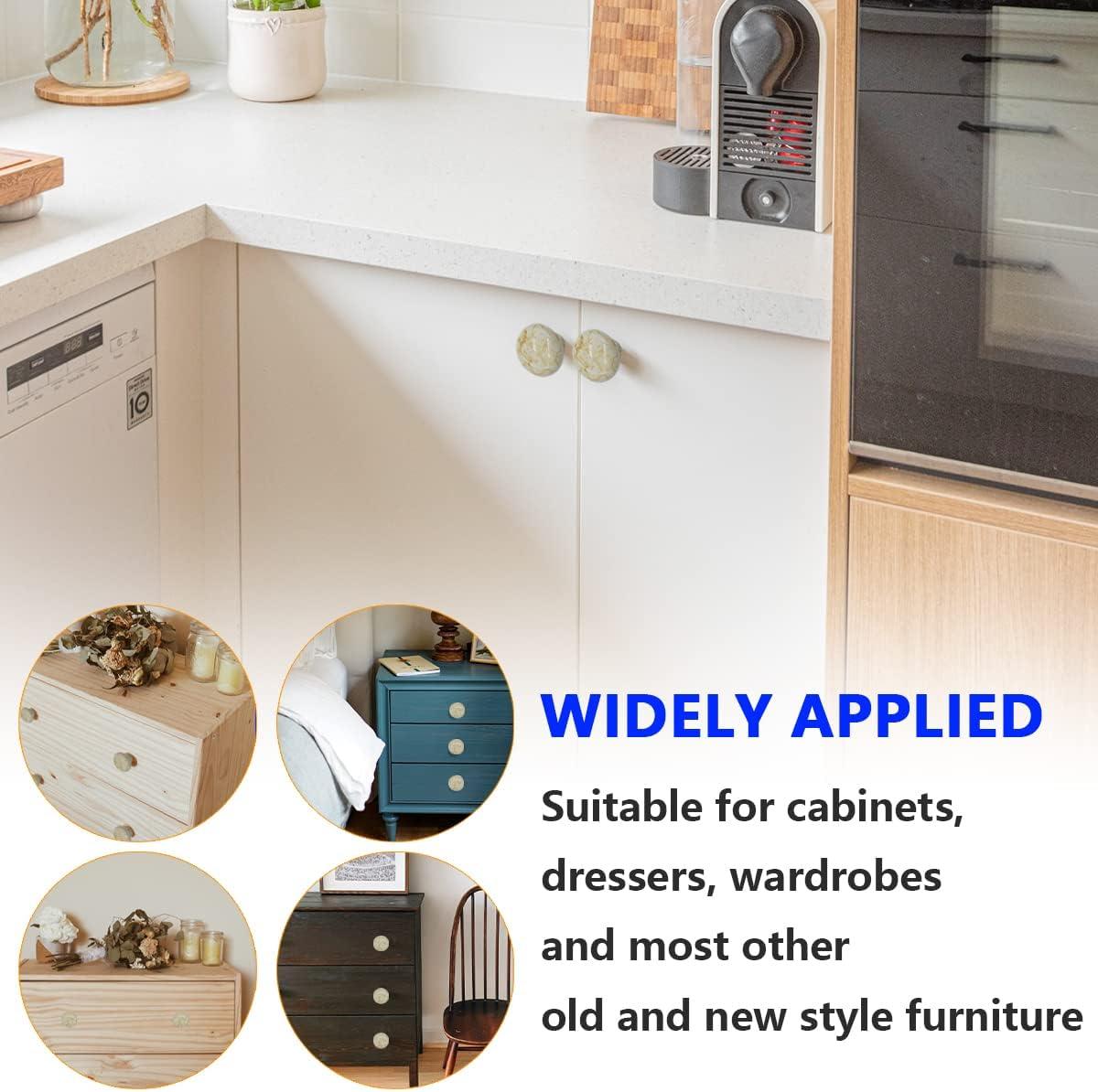 10 Pack 1.2" Ceramic Knobs Door Handle Cabinet Drawer Marble Finish Cupboard Pull for Cupboards, Wardrobe, Drawer, Dresser, Chest