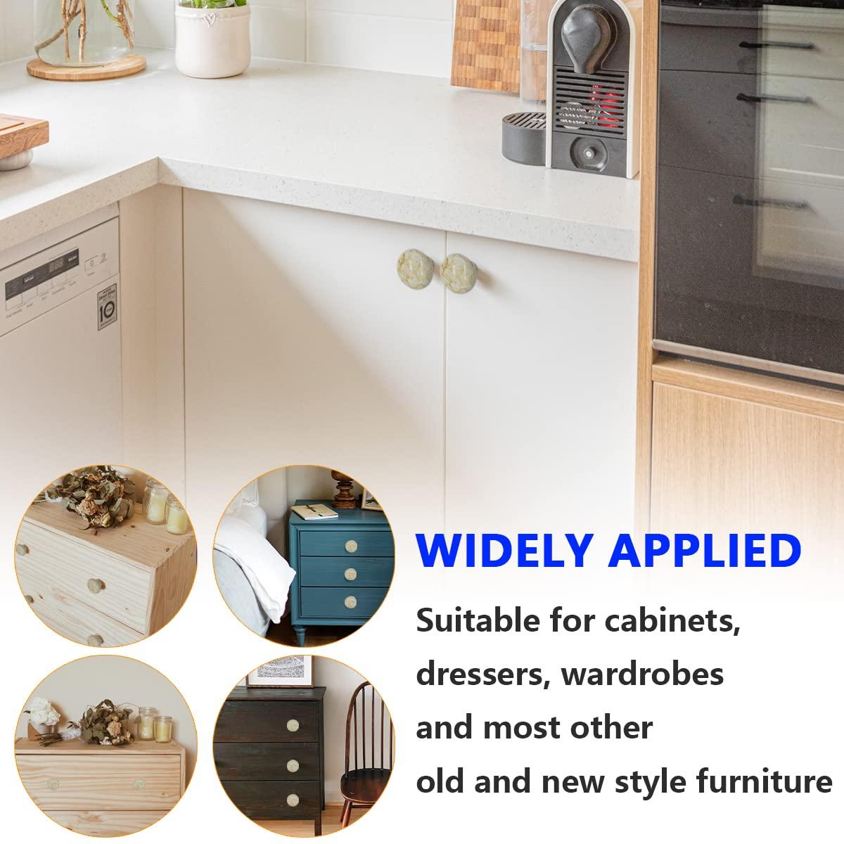 10 Pack 1.2" Ceramic Knobs Door Handle Cabinet Drawer Marble Finish Cupboard Pull for Cupboards, Wardrobe, Drawer, Dresser, Chest