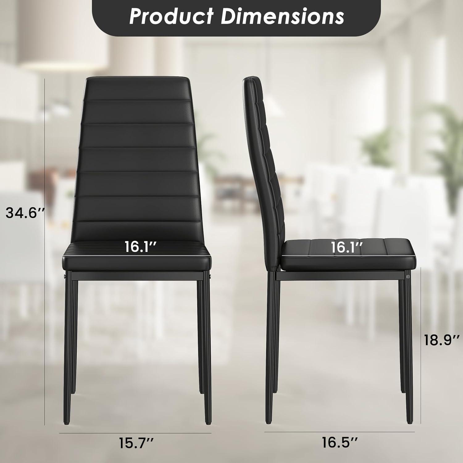 SESSLIFE Dining Chairs Set of 4, Dining Living Room Kitchen Chairs PU Leather Padded Chair with Solid Iron Legs, Modern Urban Style