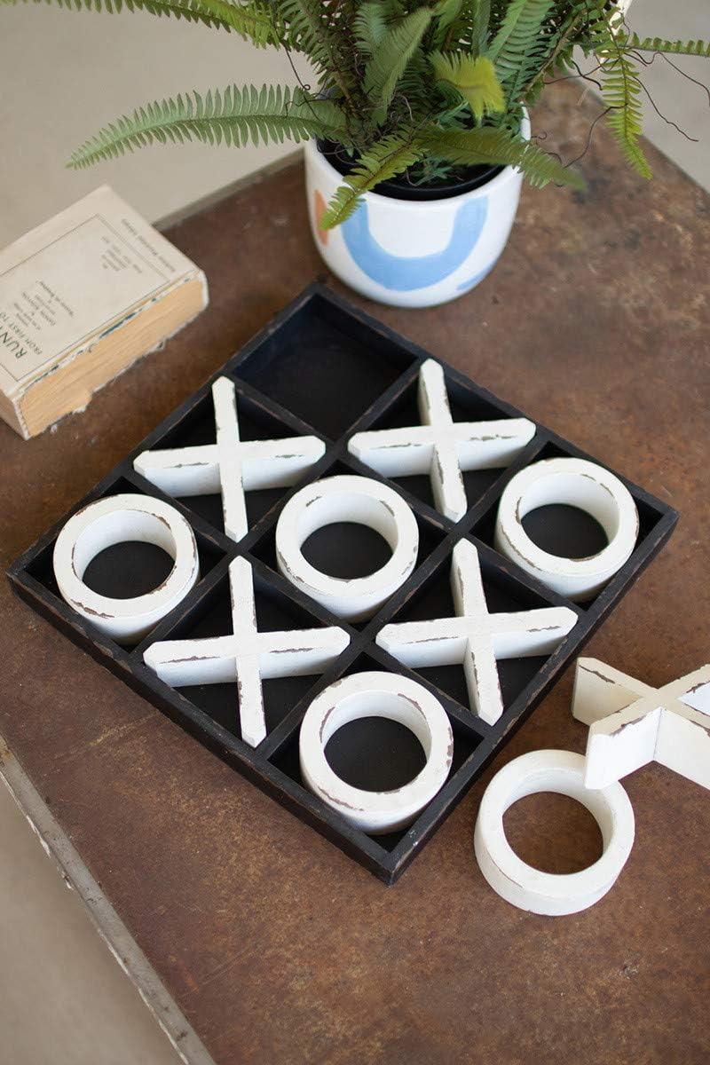 White and Black Wooden Tic-Tac-Toe Game Set