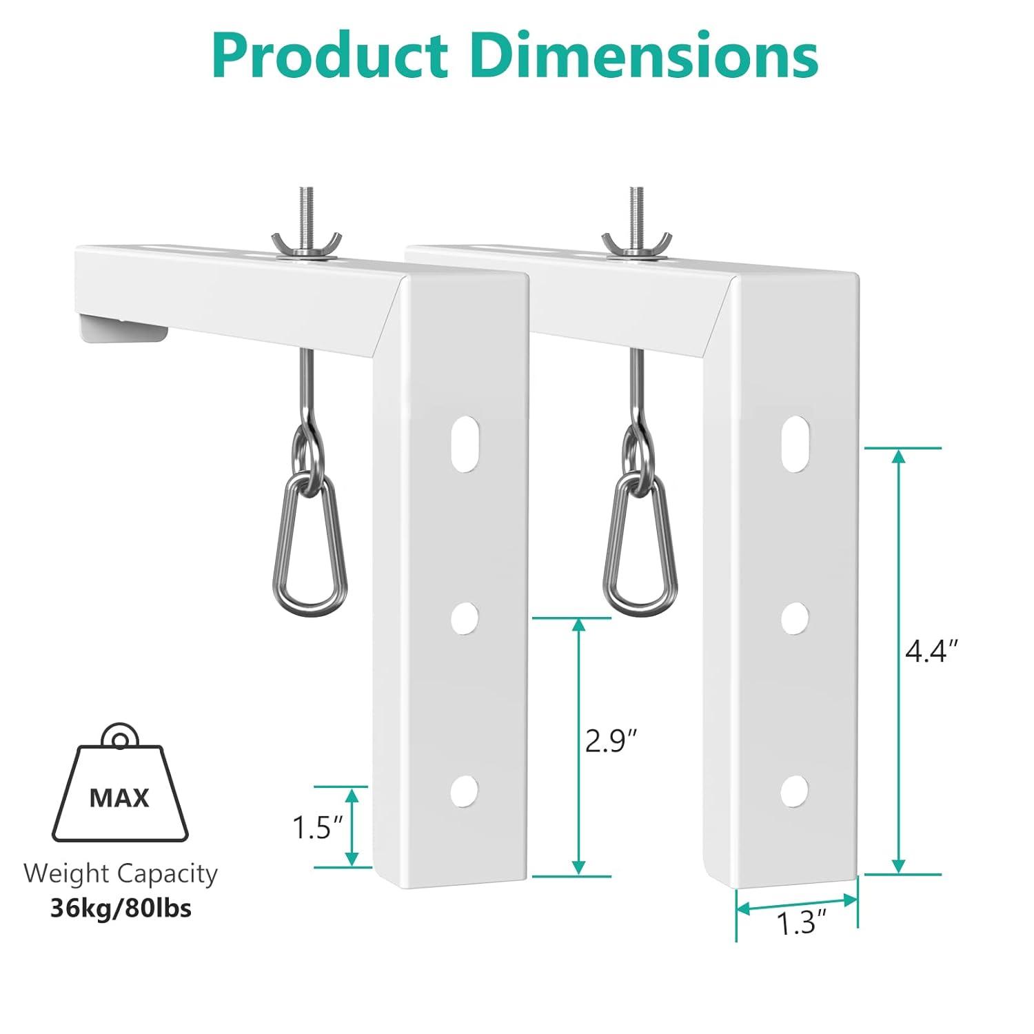 WALI Universal Projector Screen Ceiling Mount, Wall Hanging Mount L-Brackets, 12 inch Adjustable Extension with Hook Kit, Perfect Projector Screen Placement Hold up to 80 lbs (PSM001XL-W), White