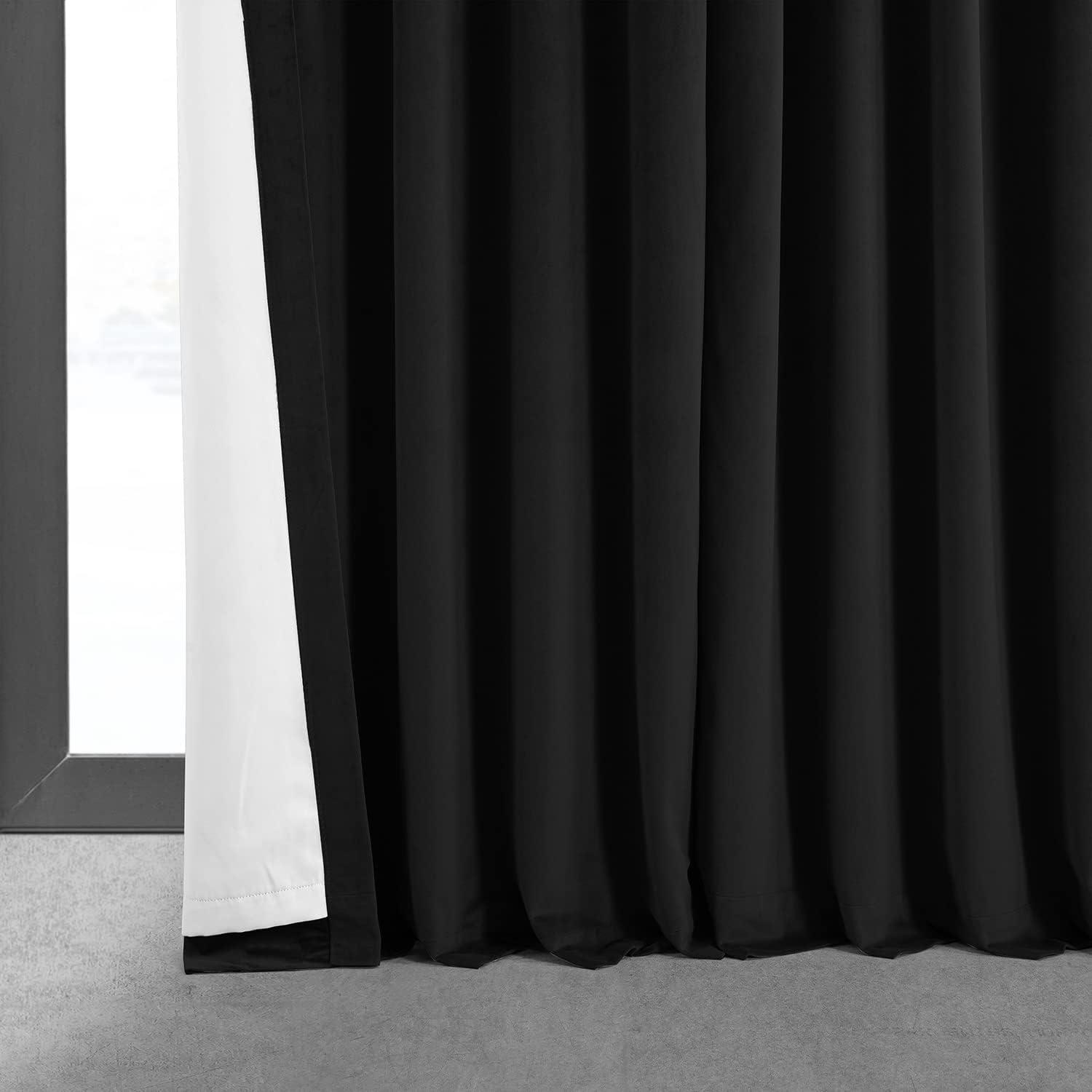 Half Price Drapes Signature Black Extra Wide Velvet Blackout Curtains (1 Panel), 100WX96L