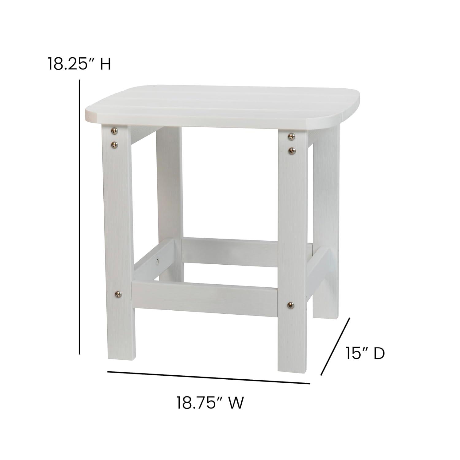 Flash Furniture Charlestown All-Weather Poly Resin Wood Adirondack Side Table in White