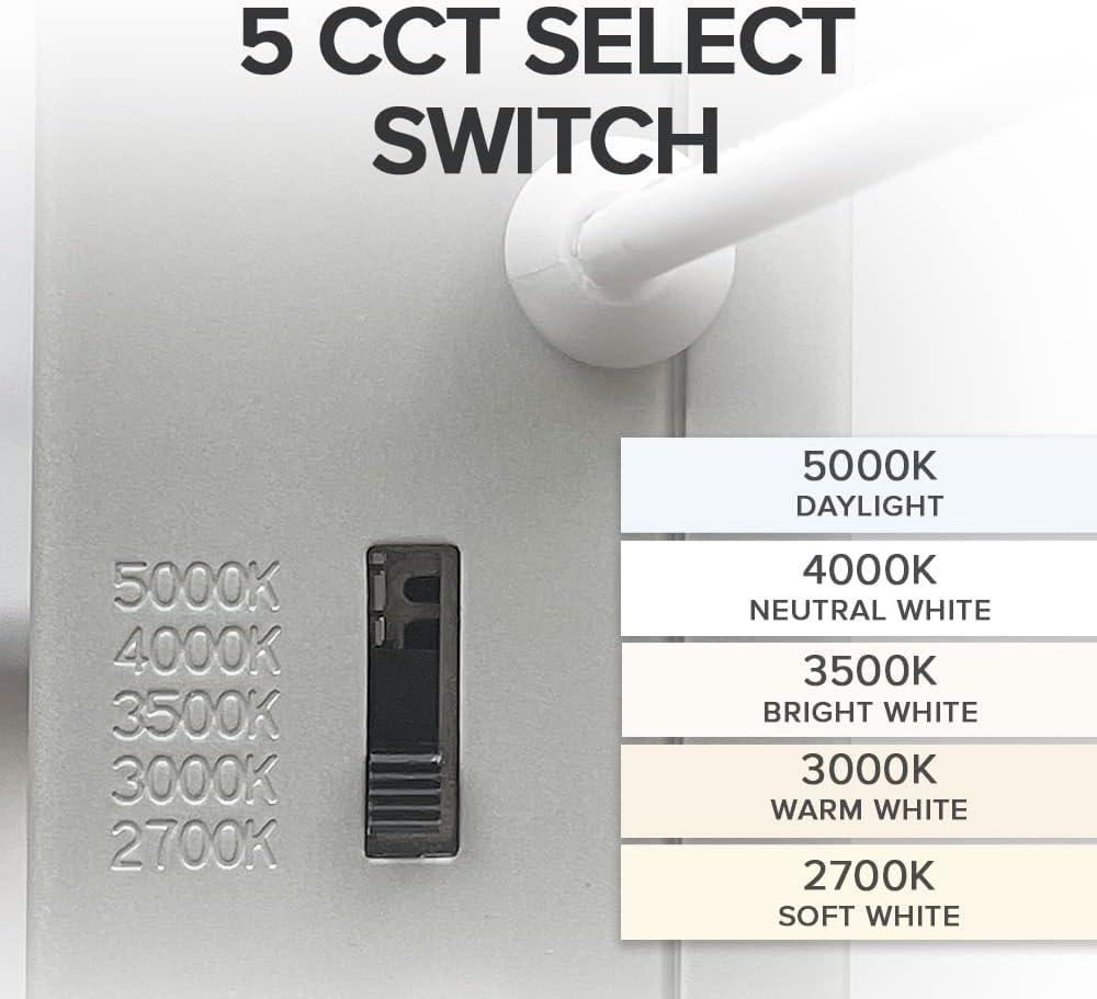 Maxxima 12 Pack 4” Ultra Thin LED Downlight, 750 Lumens, 5 CCT Selectable 2700K-5000K, Dimmable, White Trim, J-Box Included