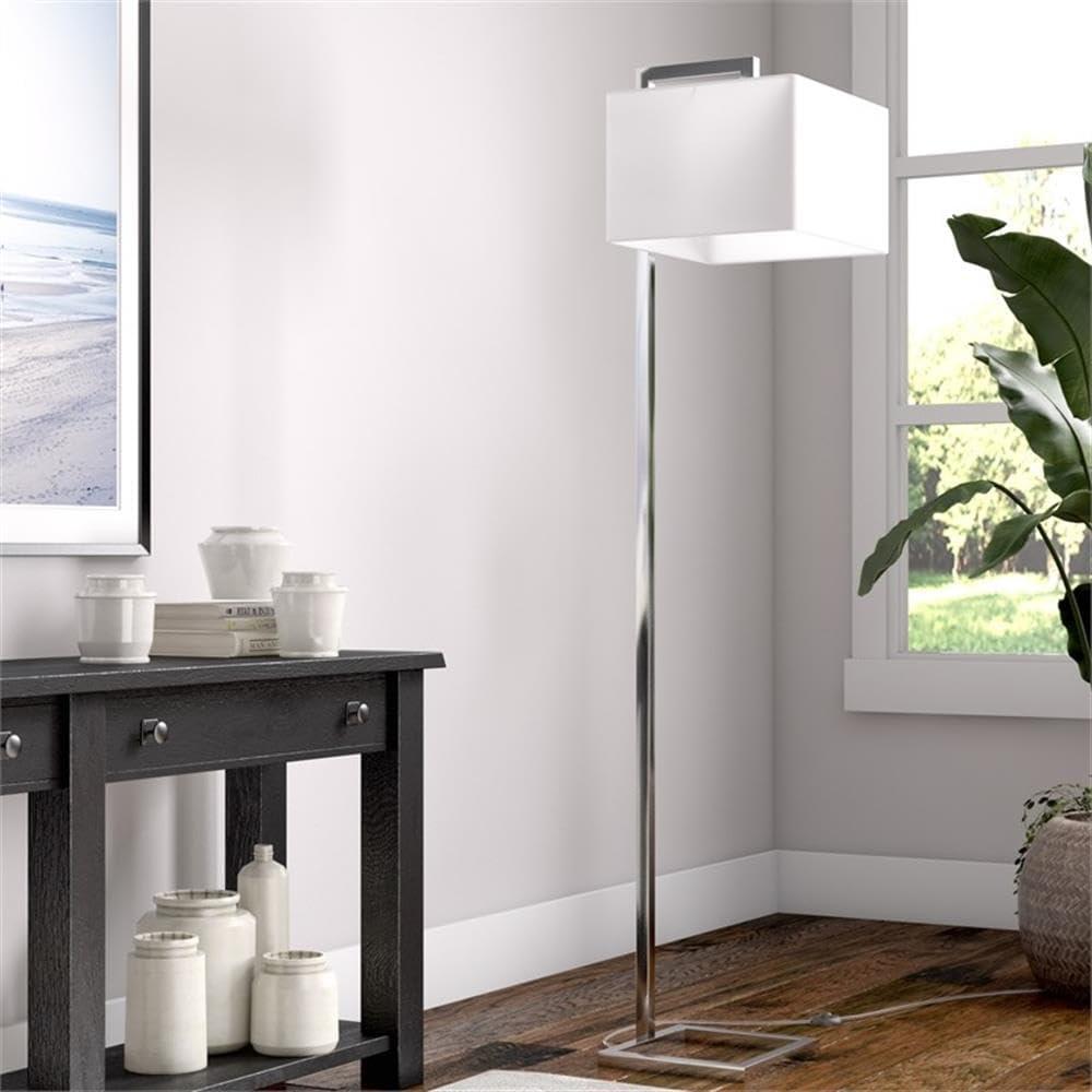 Evelyn&Zoe Modern Metal Floor Lamp with Square Shade