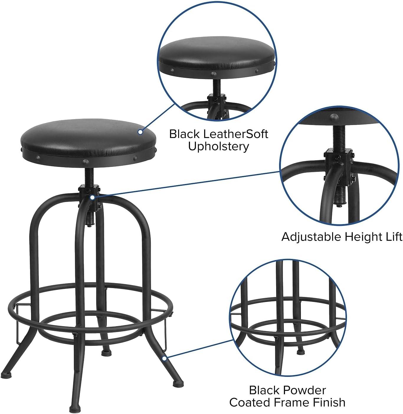 Flash Furniture Carrington 30'' Barstool with Swivel Lift Black LeatherSoft Seat