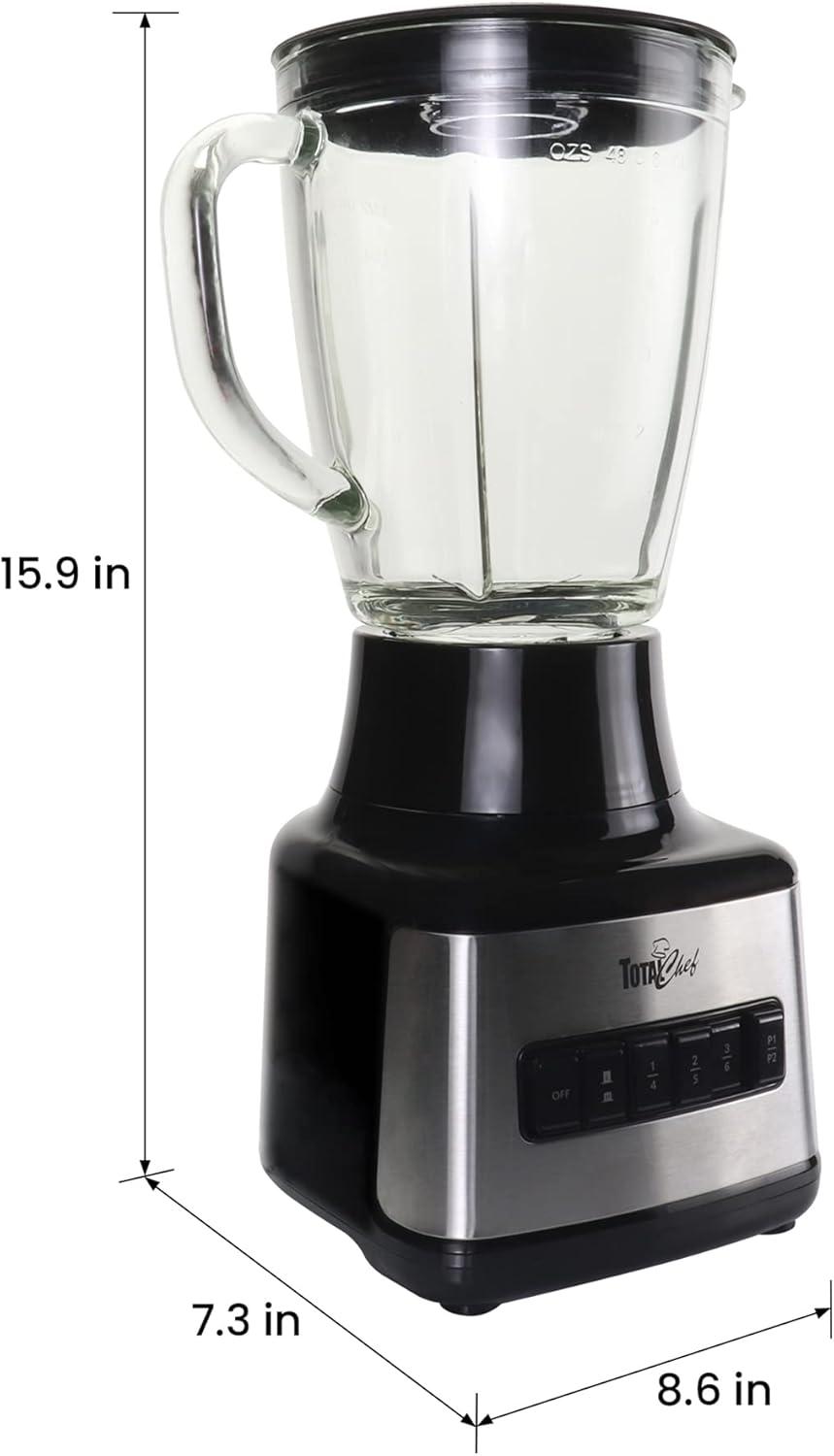 Total Chef Total Chef 51 Oz Countertop Blender with 6 Speed & 2 Pulse Options For Smoothies, Shakes, Ice and Dips