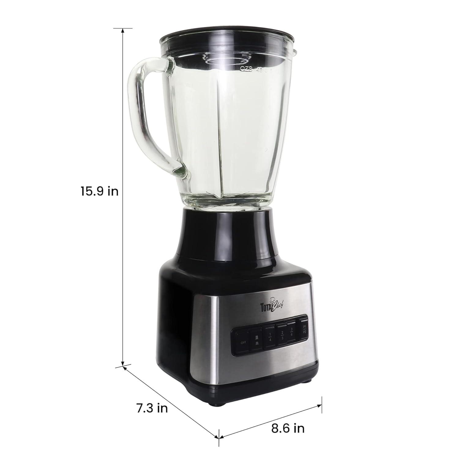 Total Chef Total Chef 51 Oz Countertop Blender with 6 Speed & 2 Pulse Options For Smoothies, Shakes, Ice and Dips