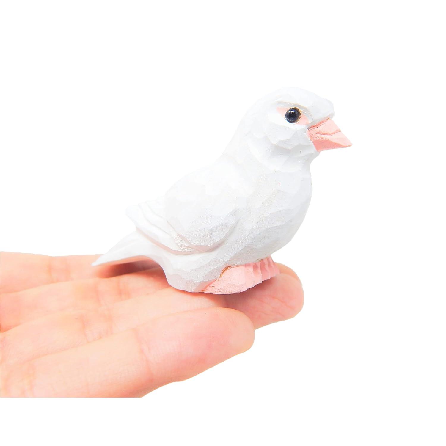 White Dove Wood Figurine Statue Sculpture Ornament Decoration Miniature Bird Art Carve Small Animal