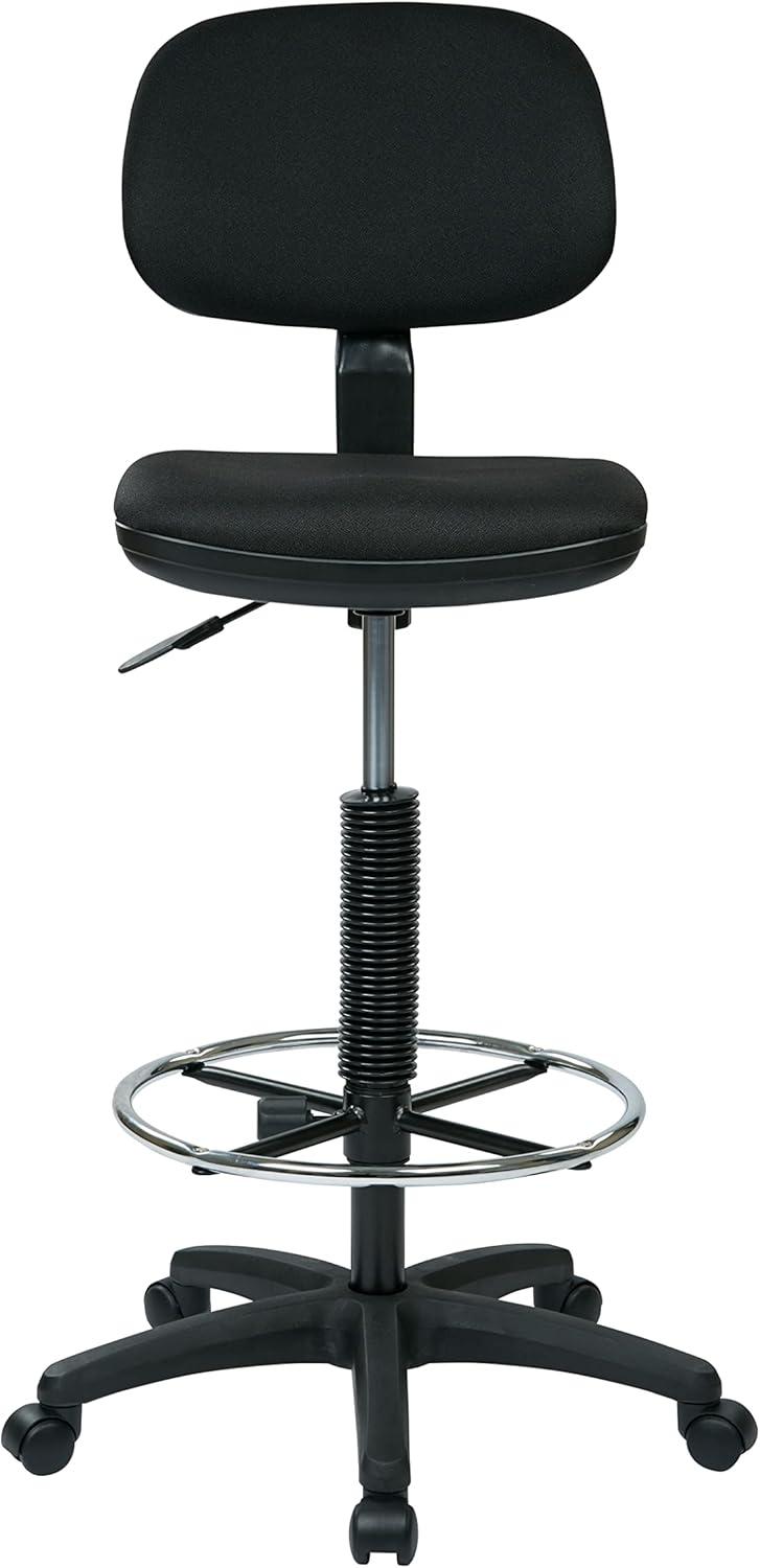 Ergonomic Black Nylon Drafting Chair with Adjustable Footrest