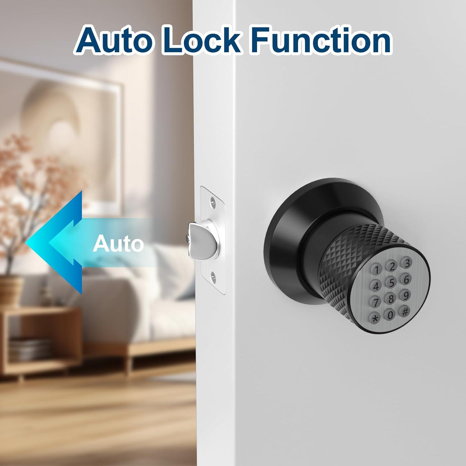Smart Lock,Keyless Smart Lock Digital Door Lock with Keypad, Waterproof Electronic Keypad Door Lock with Spare Keys, Great for Home, Hotel and Office