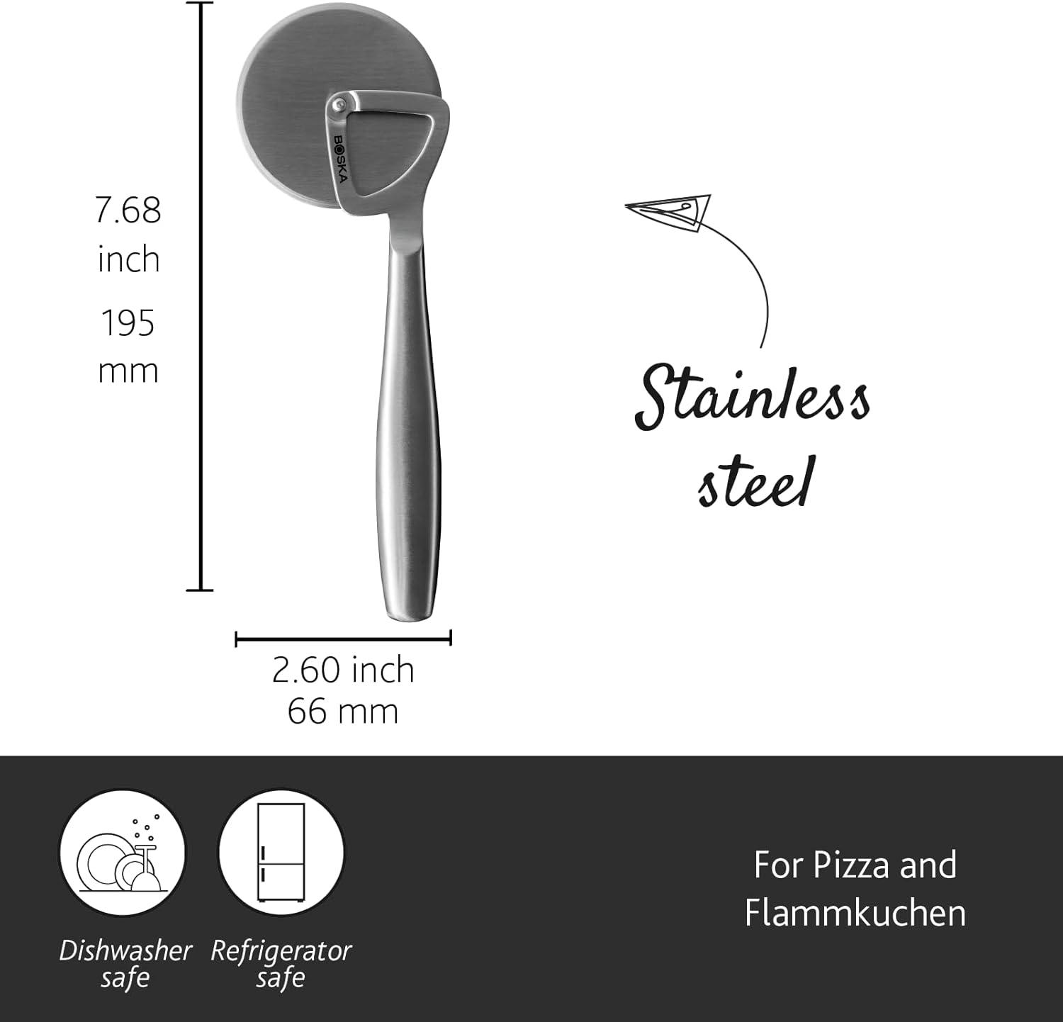 Boska Stainless Steel Lightweight Pizza Cutter with Non-Stick Roller