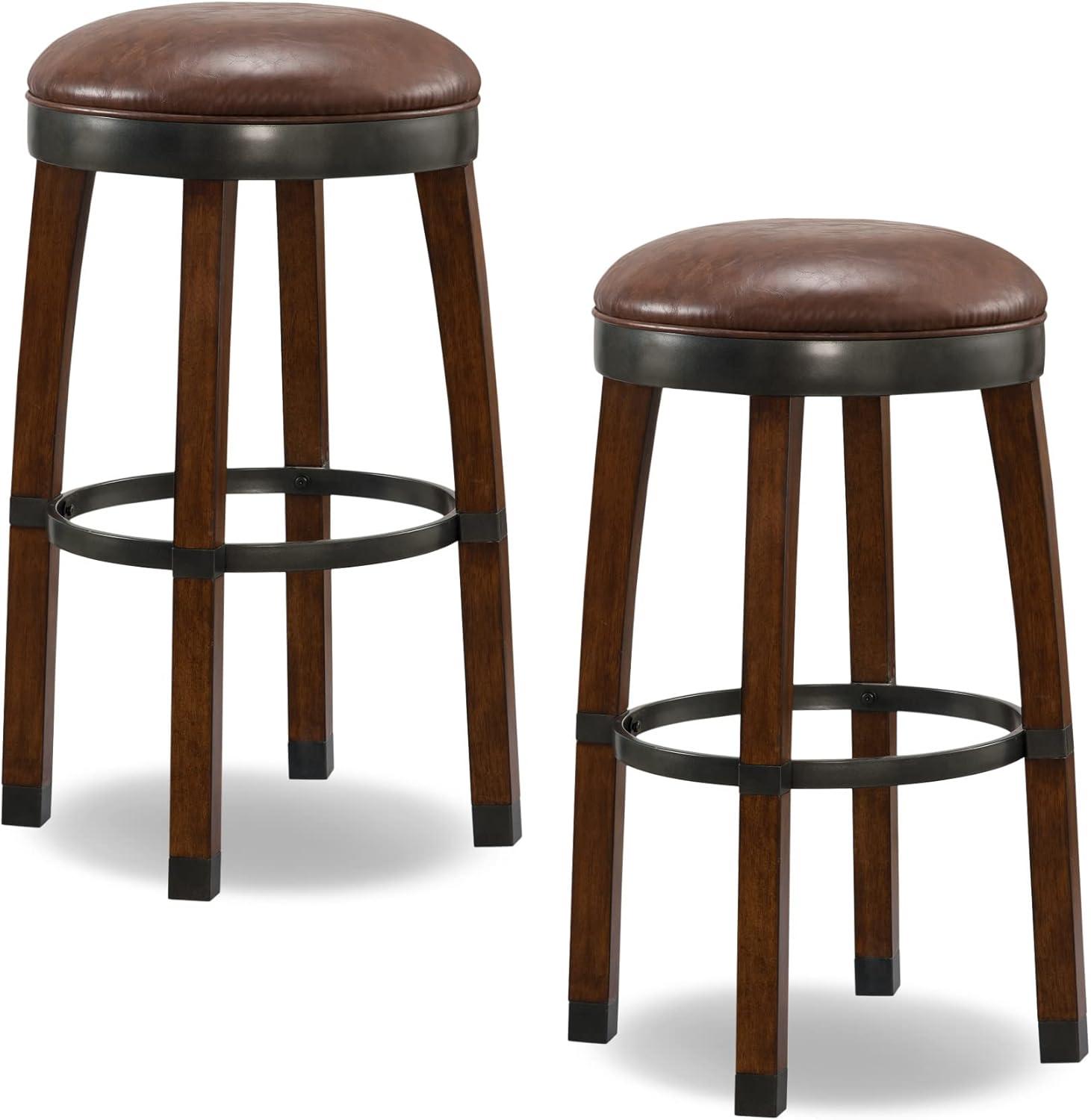 Leick Furniture Favorite Finds 30" Wood Bar Stool in Sienna/Brown (Set of 2)