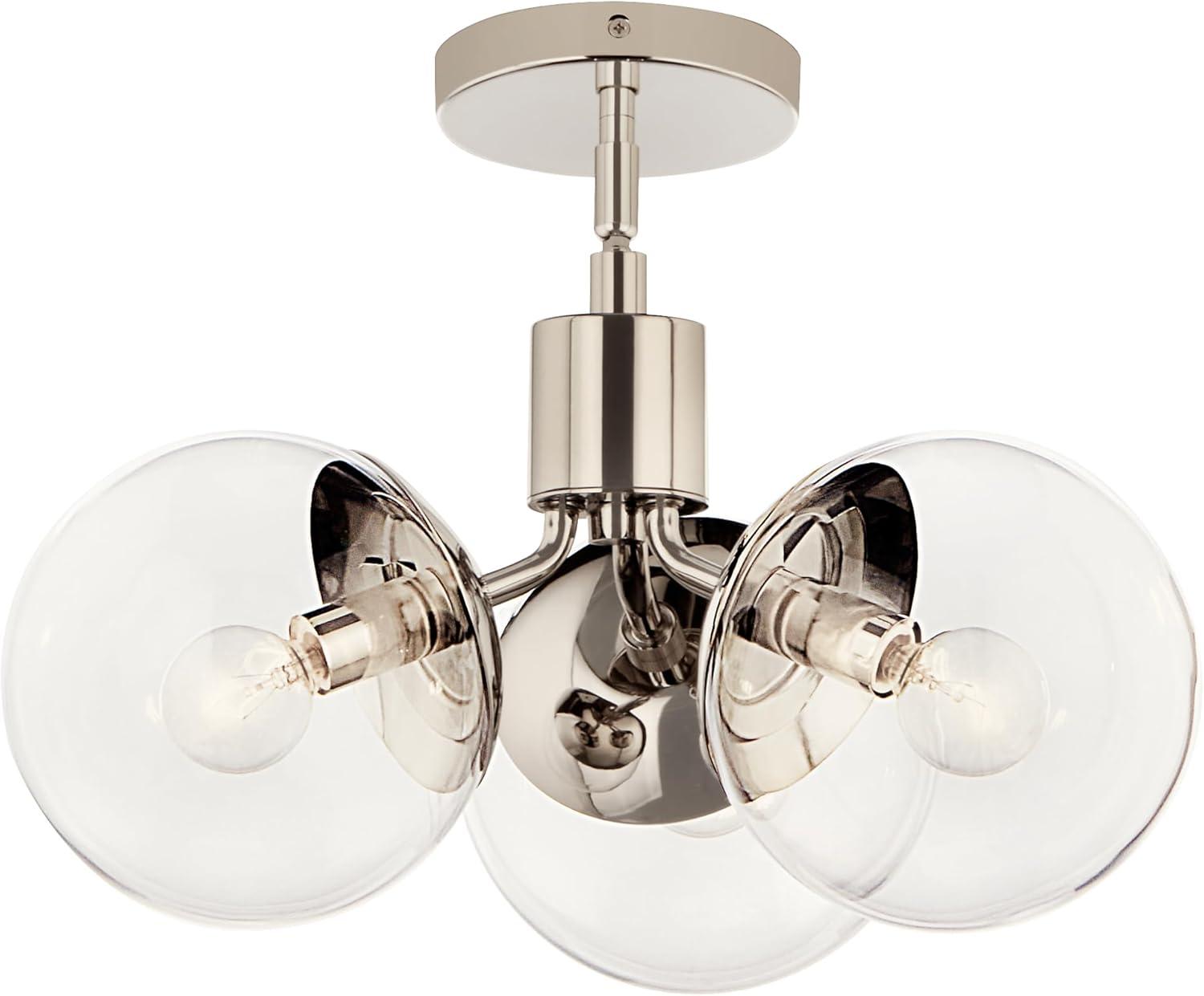 Polished Nickel 3-Light Sputnik Pendant with Clear Glass Shades