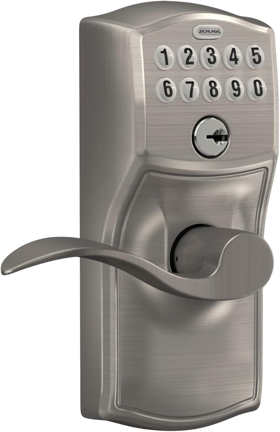 Satin Nickel Electronic Keypad Entry Lock with Lever