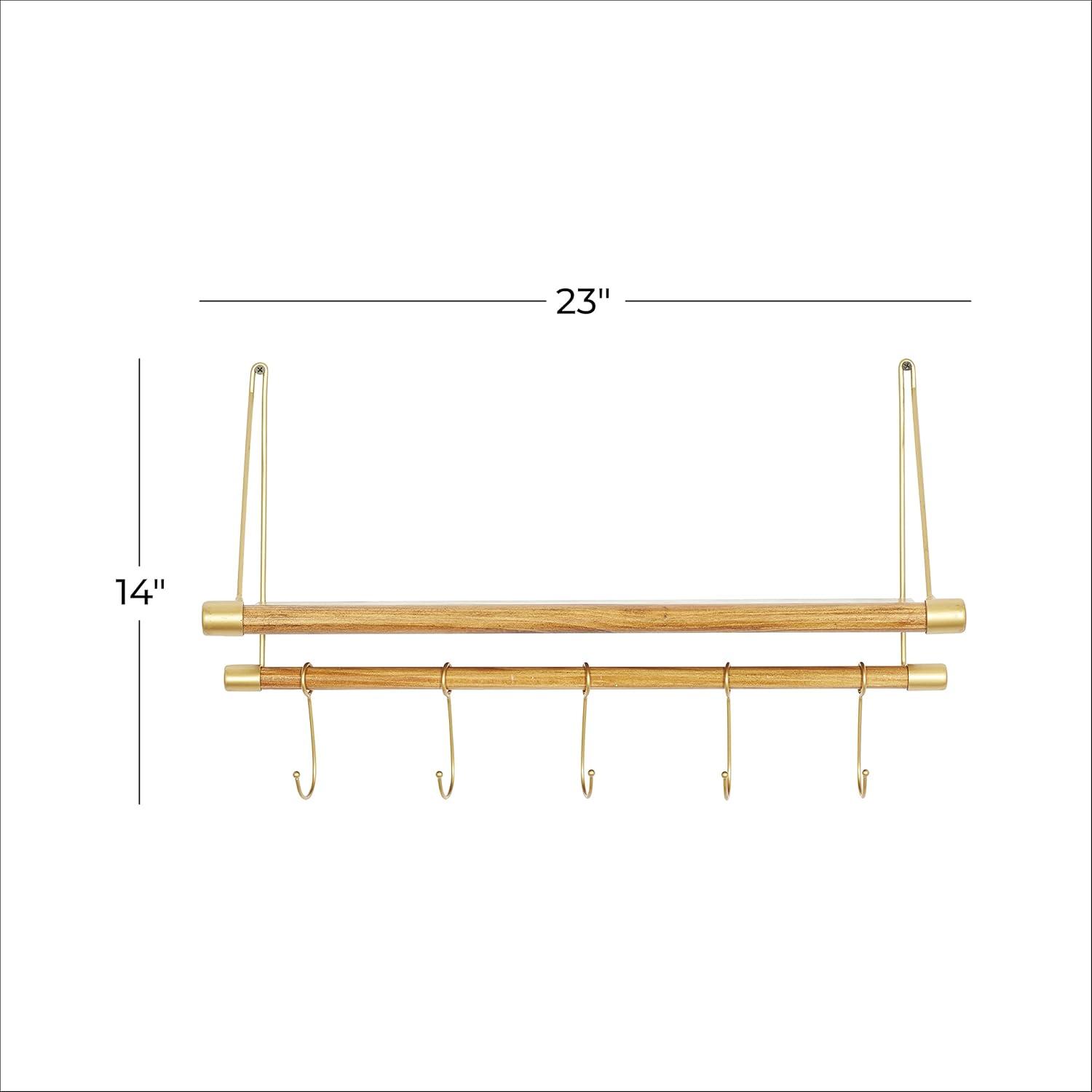DecMode Gold Wood Contemporary Wall Hook