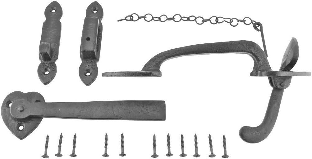 Black Iron Door Latch Lock Heart Thumb Set 8" Colonial Door Latche Renovator's Supply