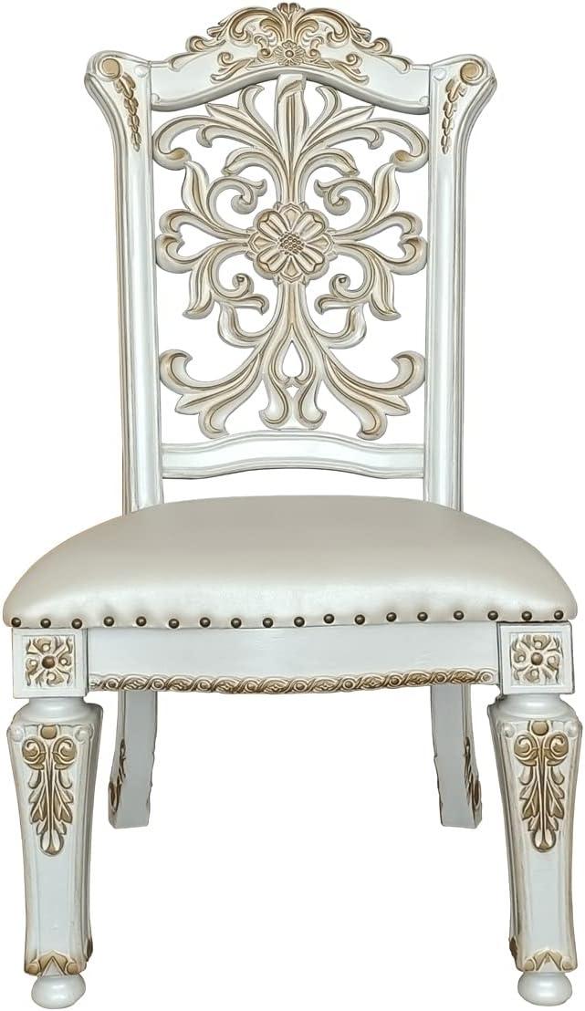 23" Vendome Dining Chair Synthetic Leather, Nailhead Trim - Acme Furniture: No Tools Assembly, Spot Clean