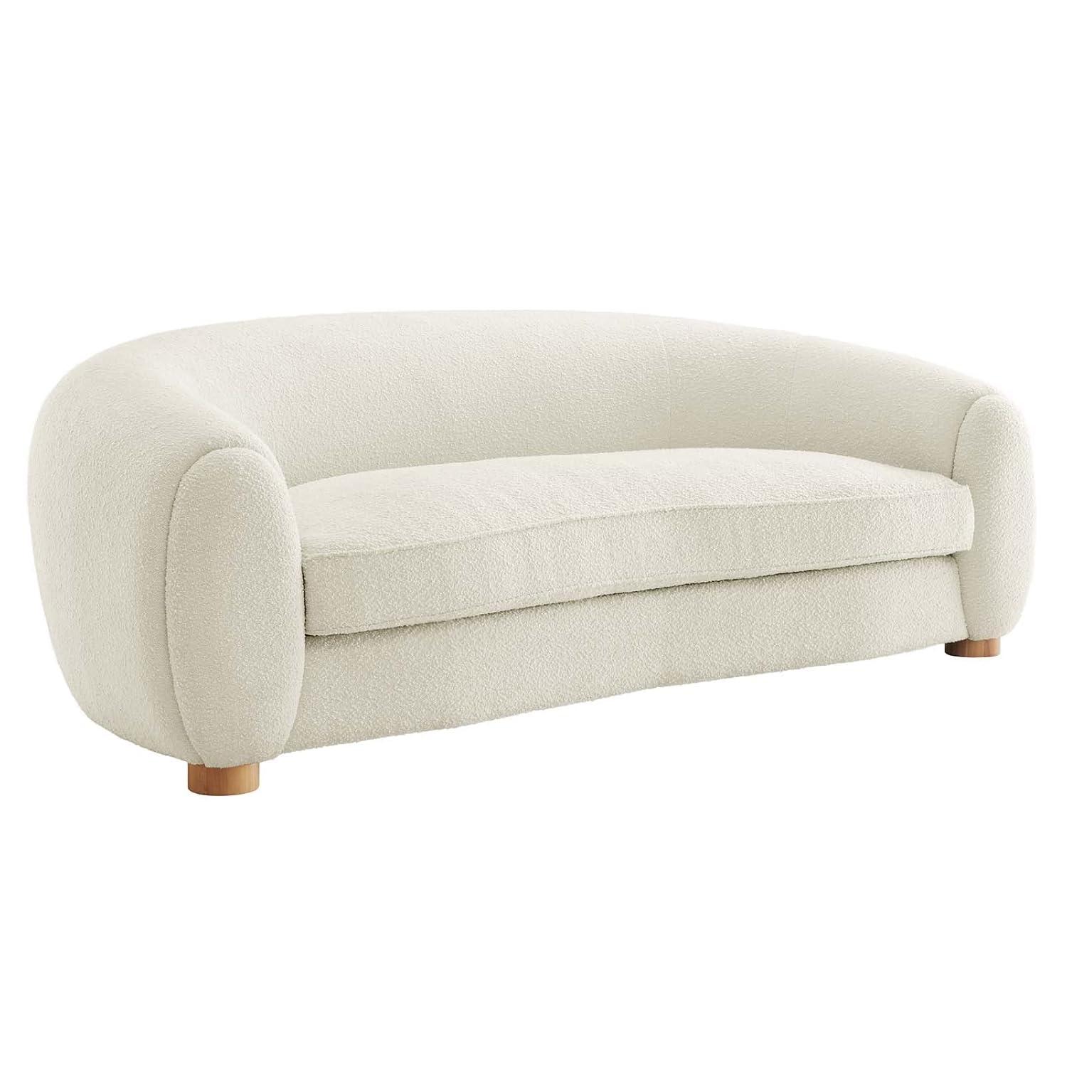 Modway Abundant Boucle Upholstered Fabric Sofa in Ivory