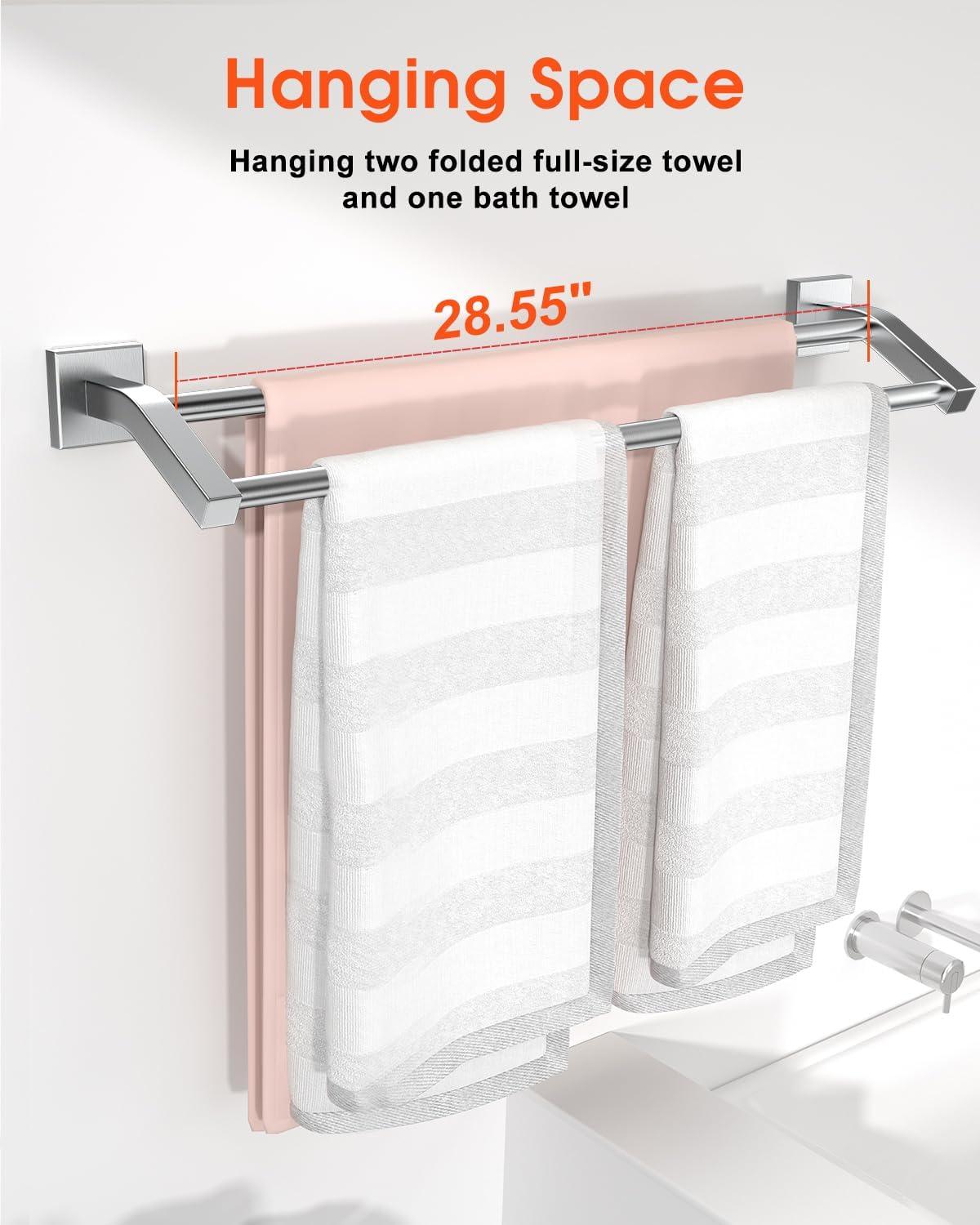 Alise Double Bath Towel Bars Towel Racks for Bathroom,Wall Mount Towel Holder Heavy Duty SUS304 Stainless Steel Towel Hanger Towel Rail,GK9700-G Golden Finish,28-Inch