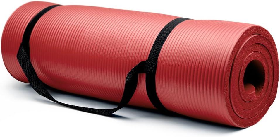 Crown Sporting Goods 15 mm Extra Thick Yoga Mat, Red