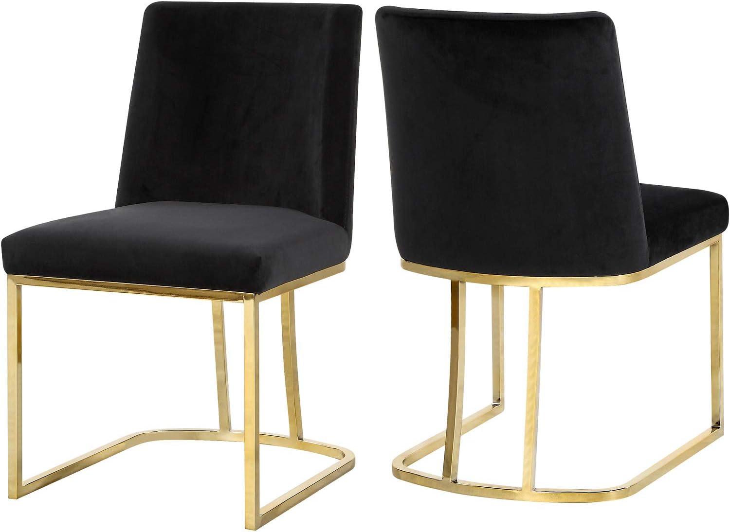 Maykoosh Nordic Haven Black Velvet Dining Chair, Set of 2