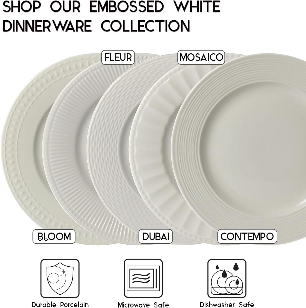 Ivory Dinnerware Tabletops Gallery 3 piece Serving Bowl Set Bloom Embossed White