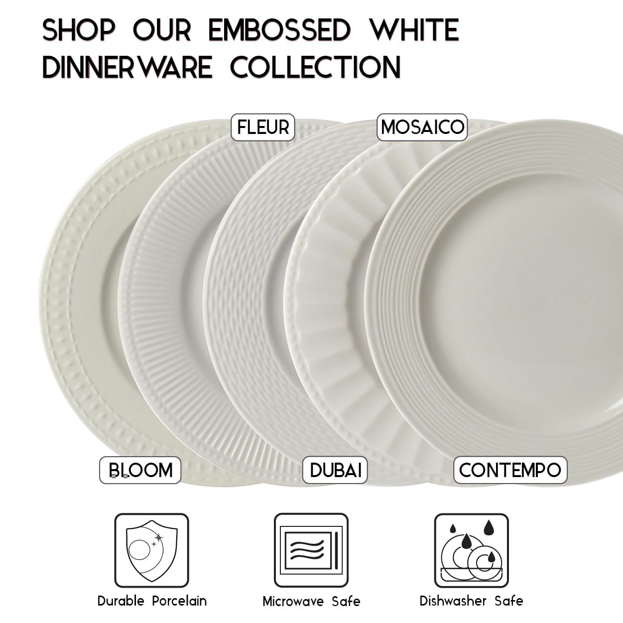 Ivory Dinnerware Tabletops Gallery 3 piece Serving Bowl Set Bloom Embossed White