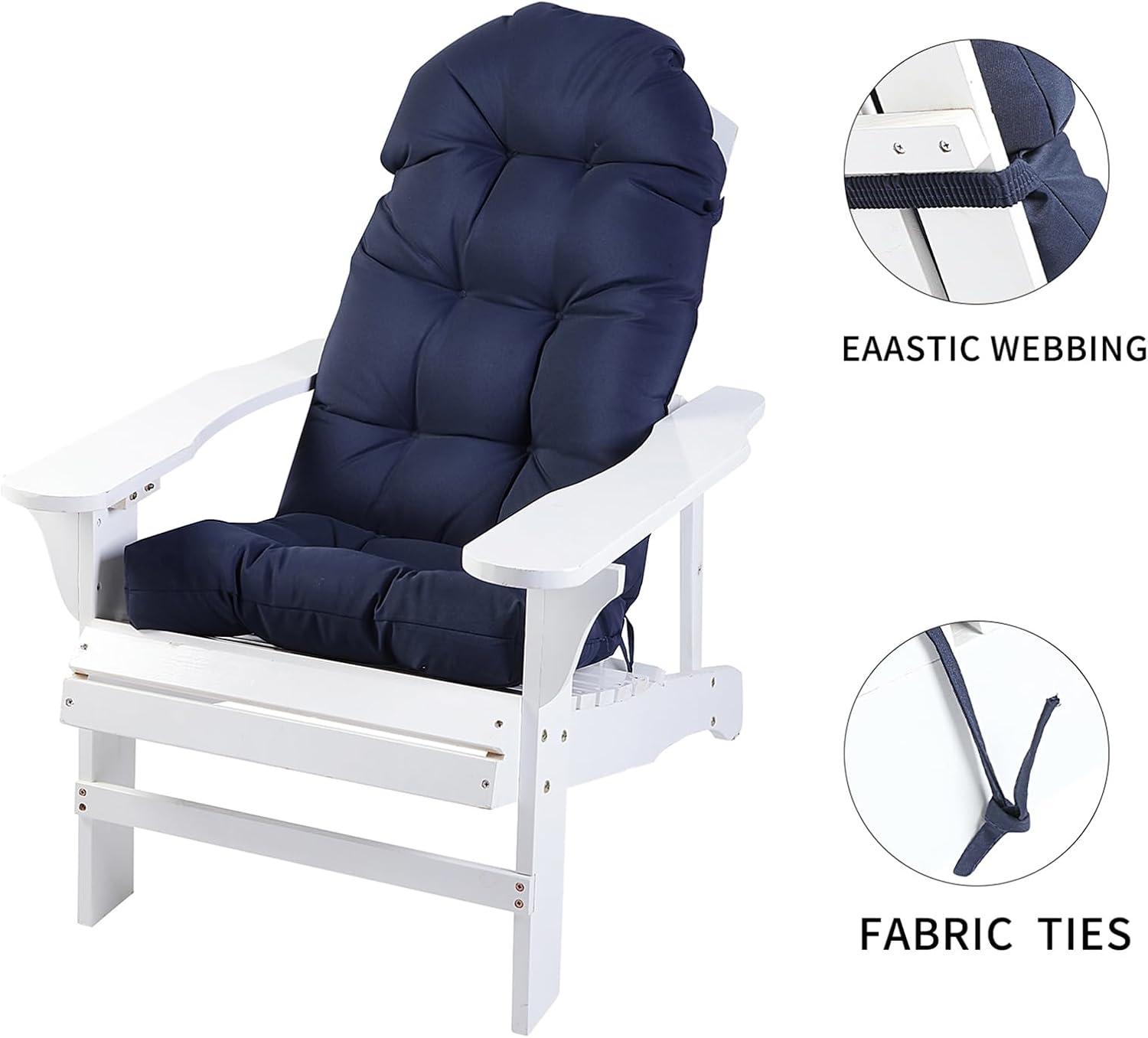 Crestlive Products Adirondack Style Patio Outdoor Chair Cushion for Adirondack Chair or Lounge Rocking Chair - See picture 2-Piece Set, Navy Blue