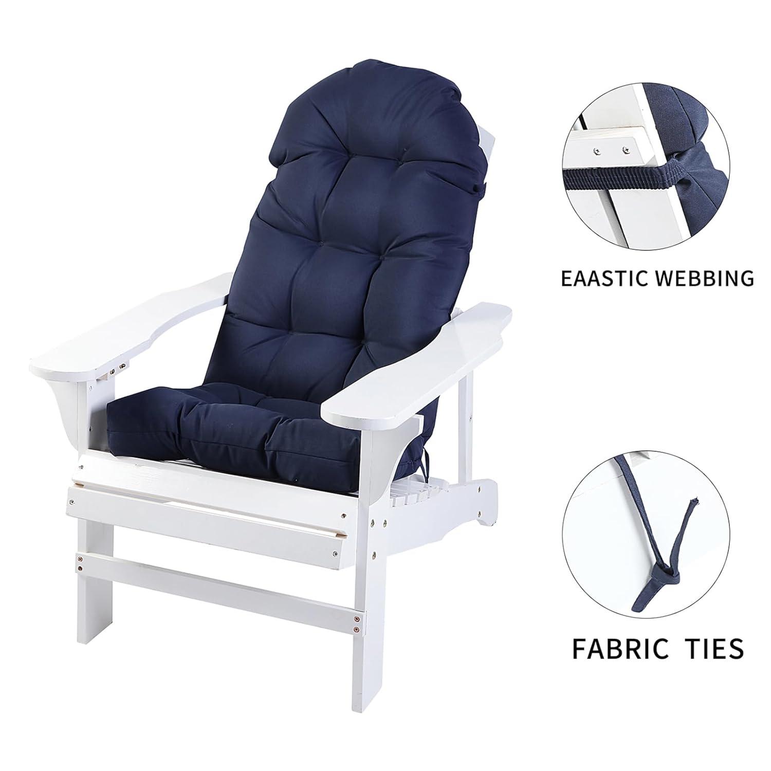 Crestlive Products Adirondack Style Patio Outdoor Chair Cushion for Adirondack Chair or Lounge Rocking Chair - See picture 2-Piece Set, Navy Blue