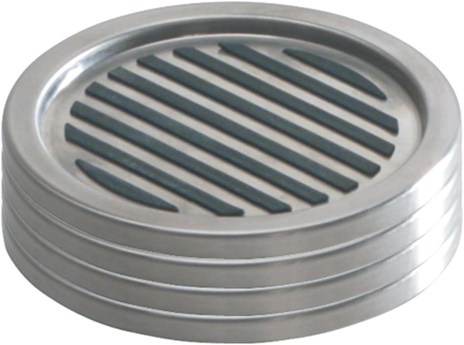 iDesign Forma Brushed Stainless Steel Drink Coasters for Home Counters, Kitchen, Dining Room, Living Room, Patio, Coffee Table, Set of 4, Black,20550