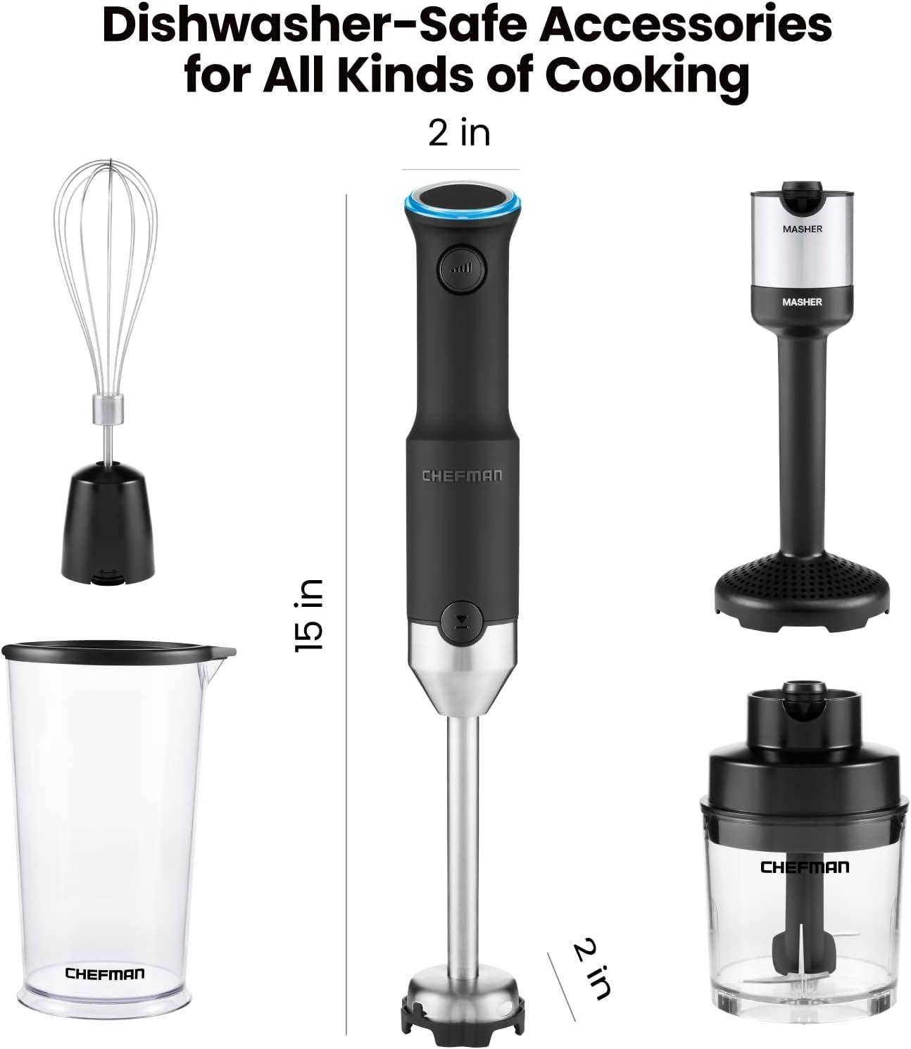 Cordless Black Stainless Steel Variable Speed Immersion Blender Set