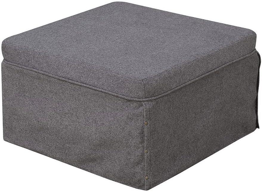 Gray Steel Folding Bed Ottoman with Storage