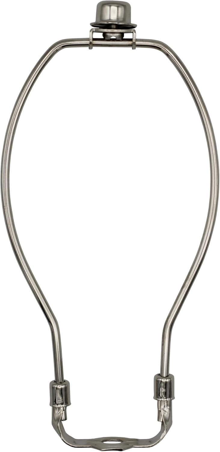 Polished Nickel 8-Inch Lamp Harp Kit with Finial and Base