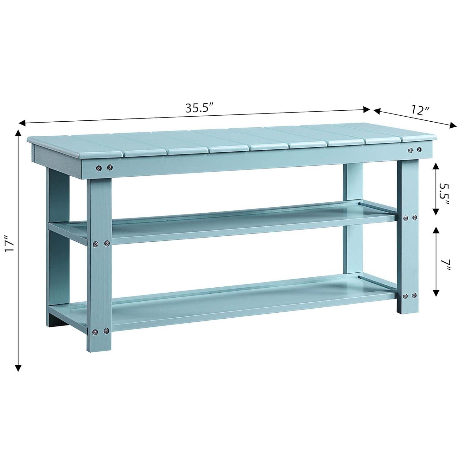 Sea Foam Blue MDF and Wood Utility Mudroom Bench with Storage