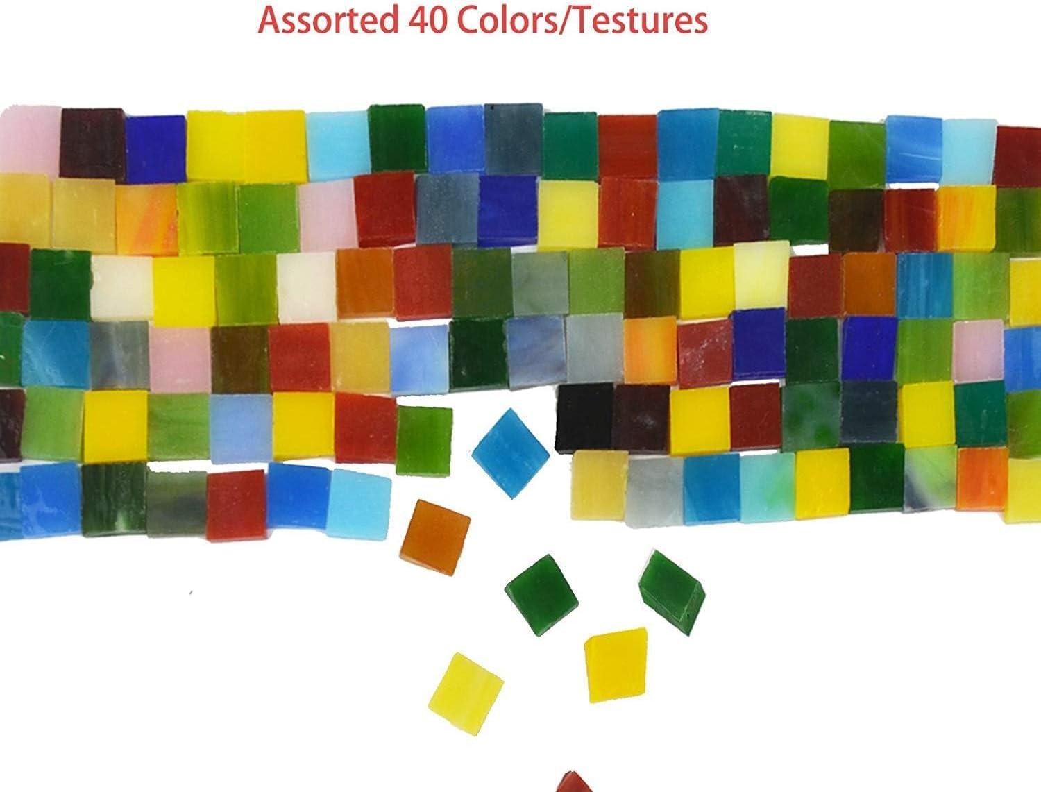 Lanyani 800 Pieces Mosaic Tiles Stained Glass - Assorted Colors for Art Craft and Home Decorations - 500g/1.1lb