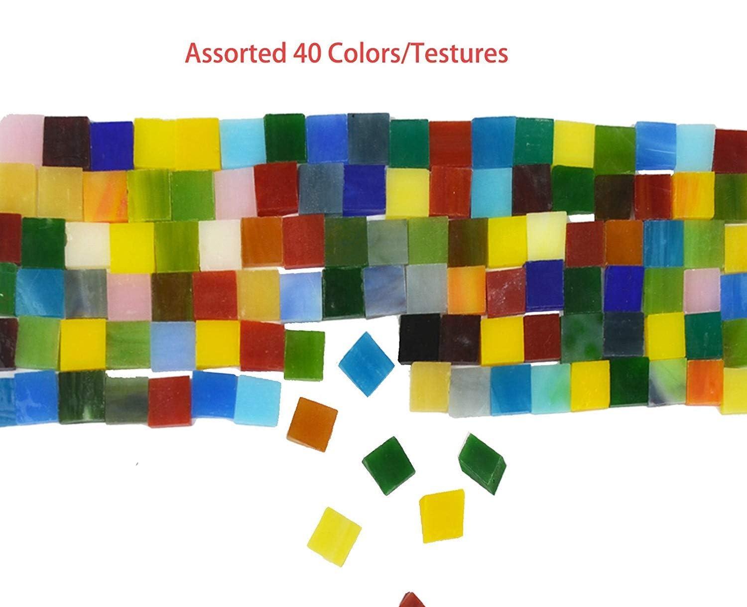 Lanyani 800 Pieces Mosaic Tiles Stained Glass - Assorted Colors for Art Craft and Home Decorations - 500g/1.1lb