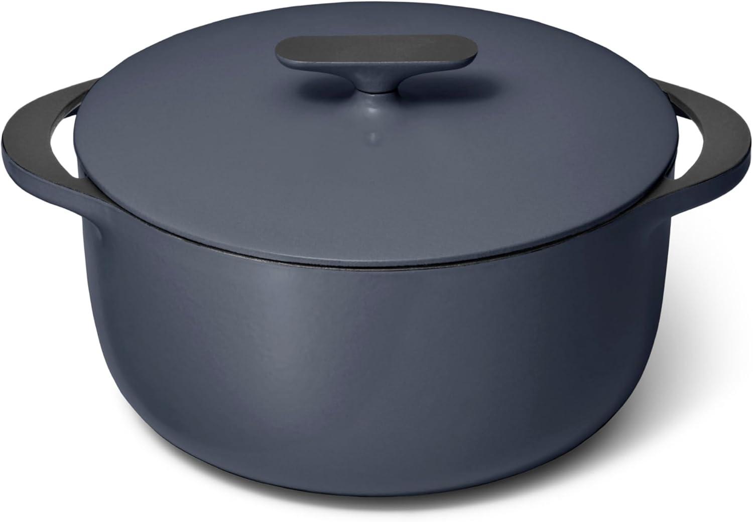 Caraway Home Enameled Cast Iron Dutch Oven with Lid Midnight Blue: 6.5 Qt, Hand Wash, Electric & Gas Compatible