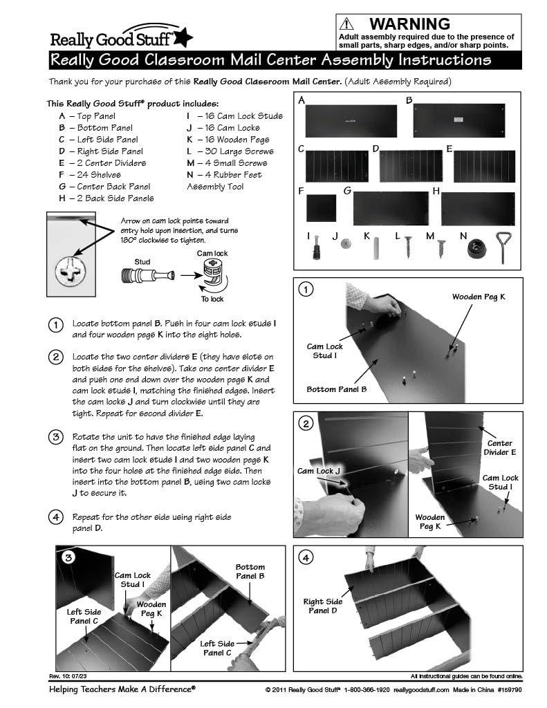 Black Melamine 27-Slot Classroom Mail Center Organizer