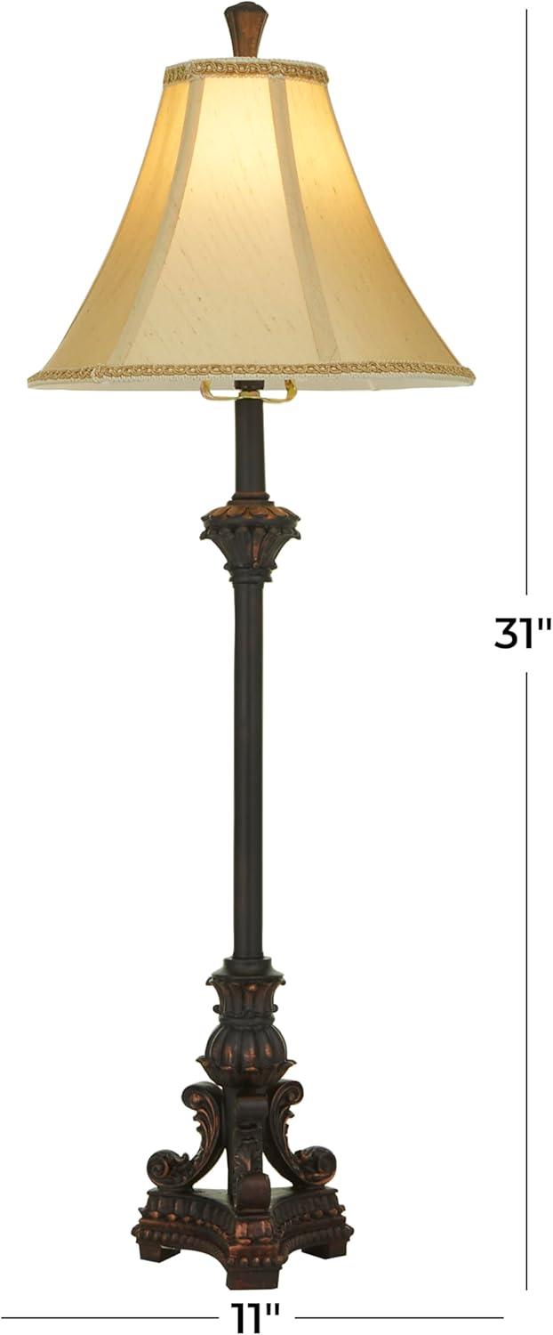 31" Bronze Antique Style Buffet Lamp with Beige Shade