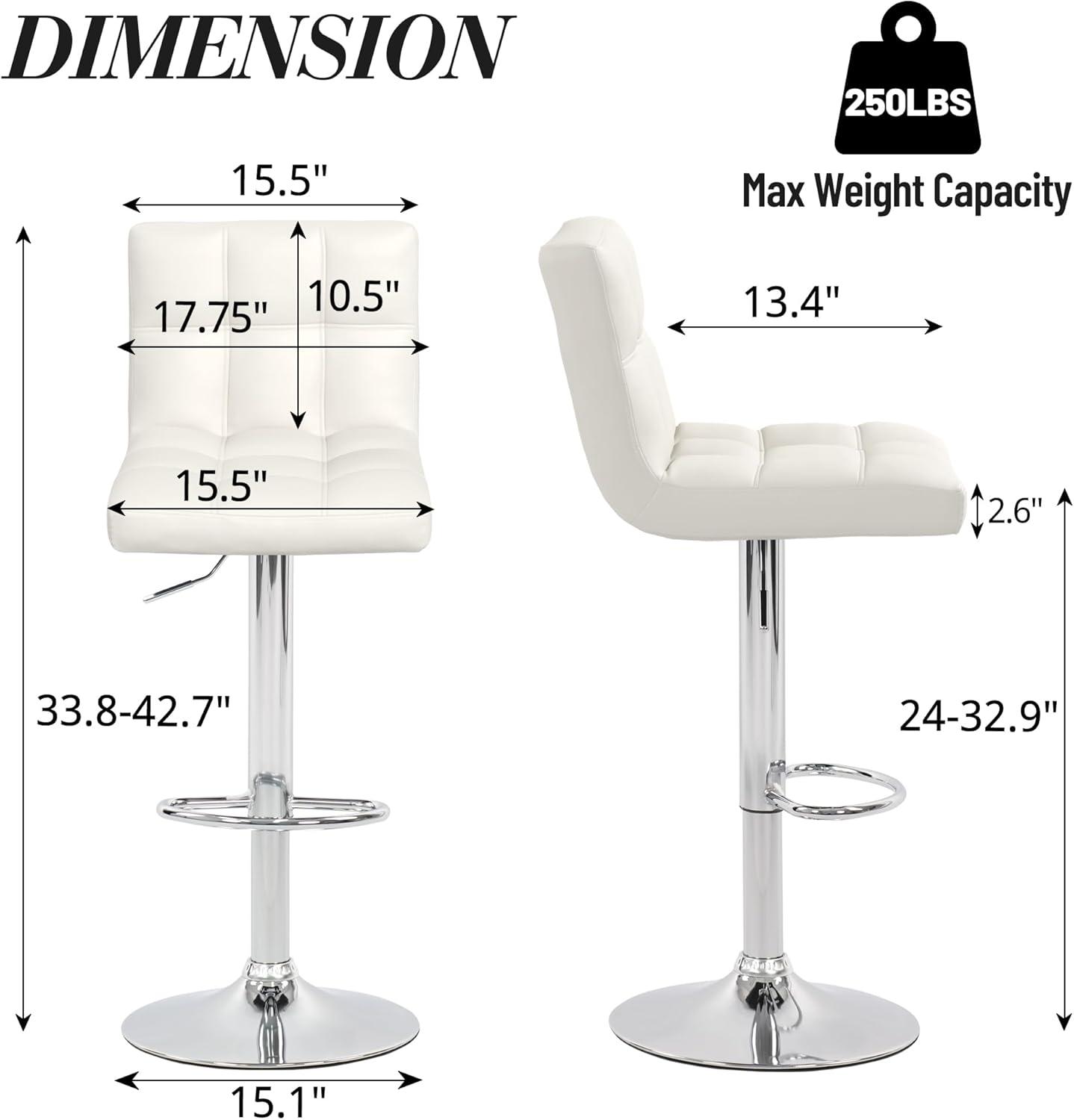 Bar Stools 1 Set Of 2, Counter Height Bar Stools, Square Cushion Bar Stools With Back, Footstool, Cafe, 2 Pieces