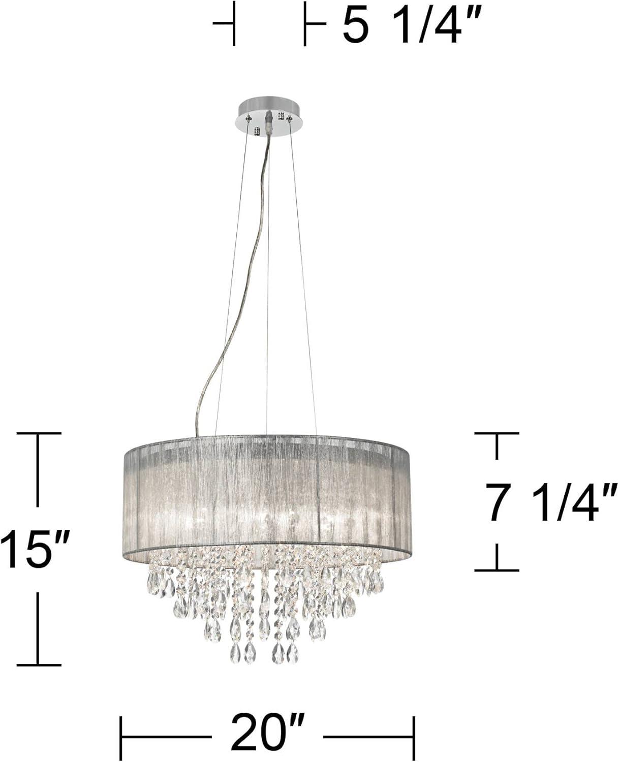 Jolie 20" Chrome Crystal Drum Shade Chandelier