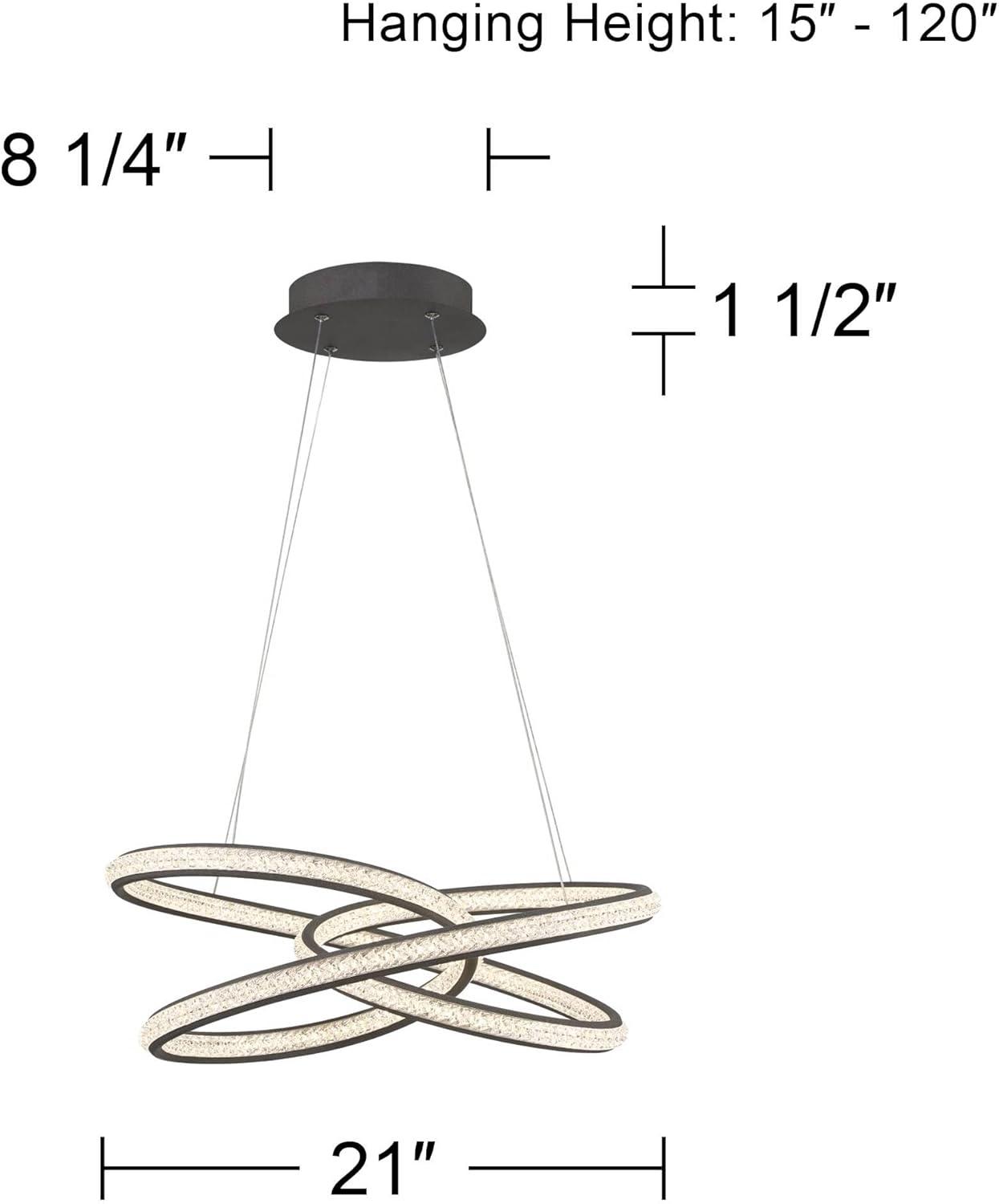 Possini Euro Design London Sand Gray Ceiling Pendant Light 21" Wide Ultra Modern Sprial Dimmable LED Strip Steel Dining Room House Foyer Kitchen