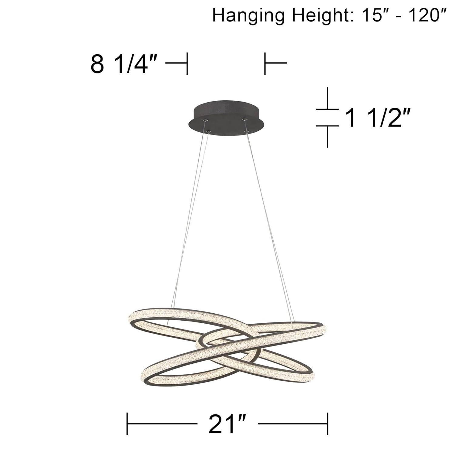 Possini Euro Design London Sand Gray Ceiling Pendant Light 21" Wide Ultra Modern Sprial Dimmable LED Strip Steel Dining Room House Foyer Kitchen