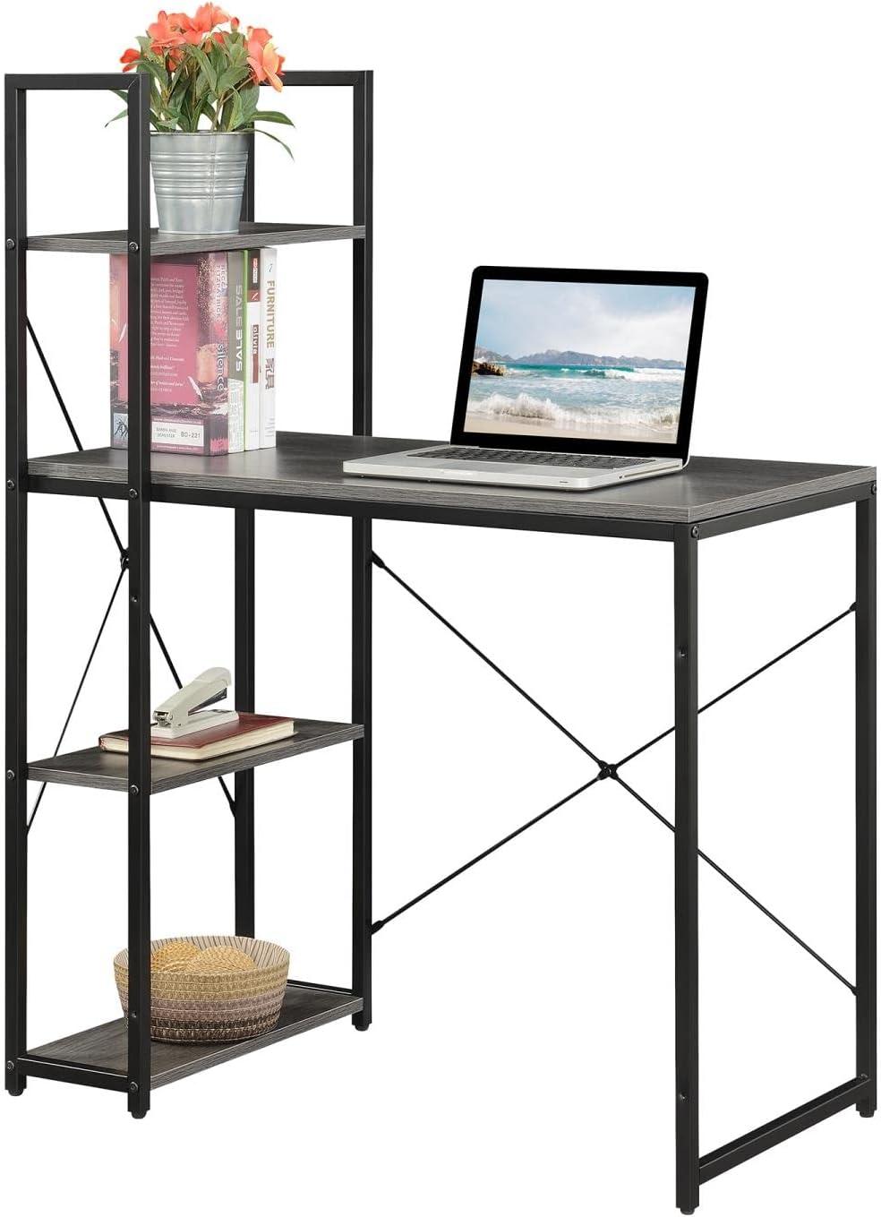 Charcoal Gray 36" Office Workstation Desk with Filing Cabinet