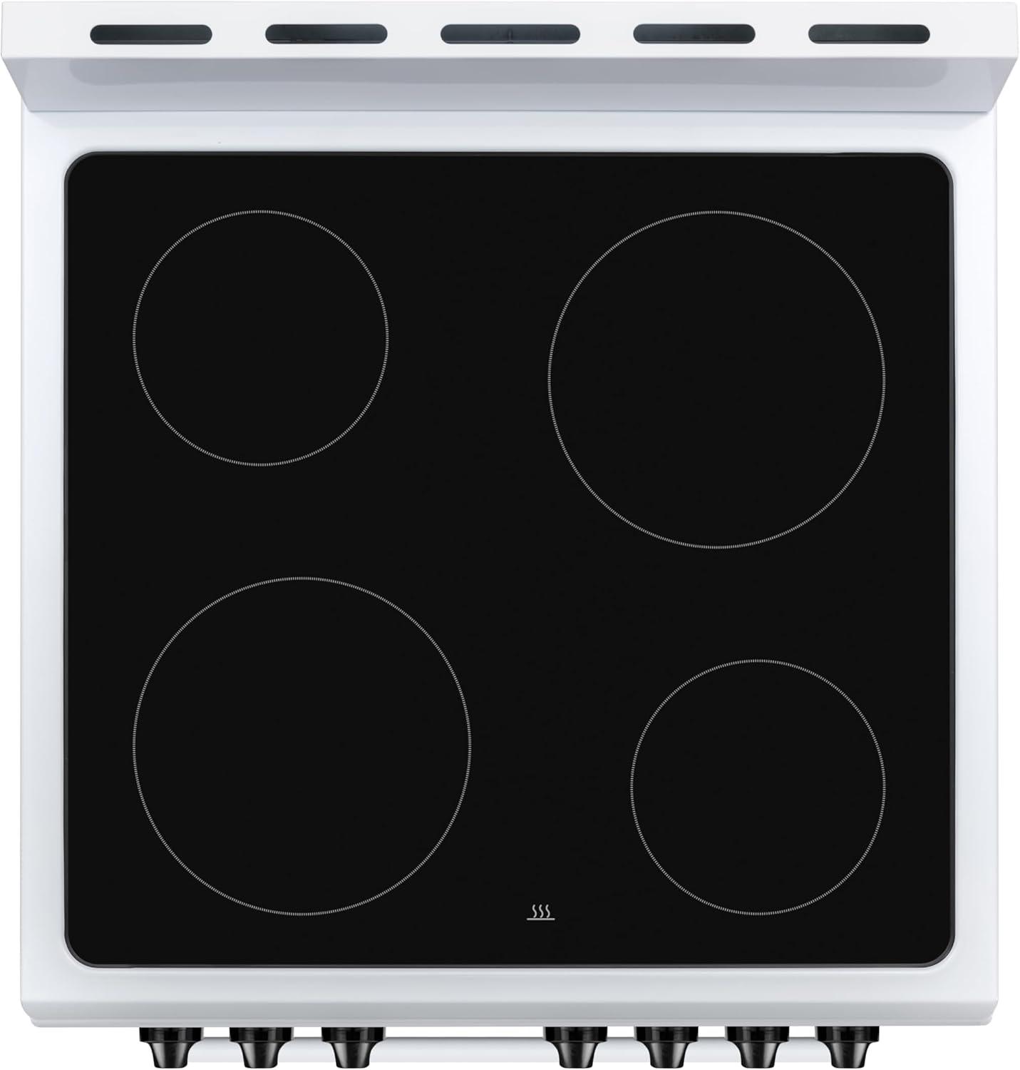 Premium Levella PREV2405VW 24" Vitroceramic Cooktop Electric Range with 4 Burners and 2.4 Cu. Ft. Single Convection Oven - White