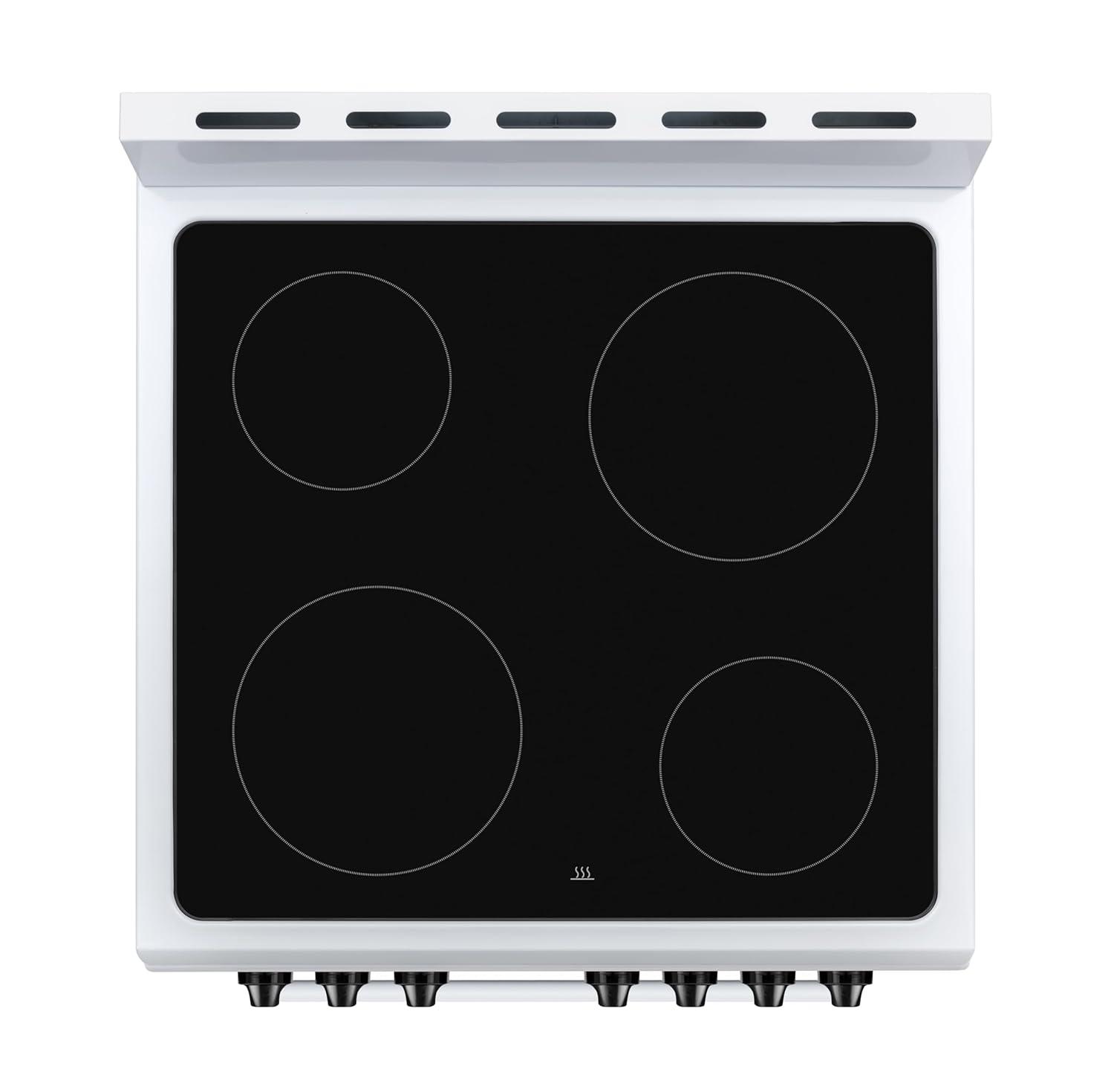 Premium Levella PREV2405VW 24" Vitroceramic Cooktop Electric Range with 4 Burners and 2.4 Cu. Ft. Single Convection Oven - White