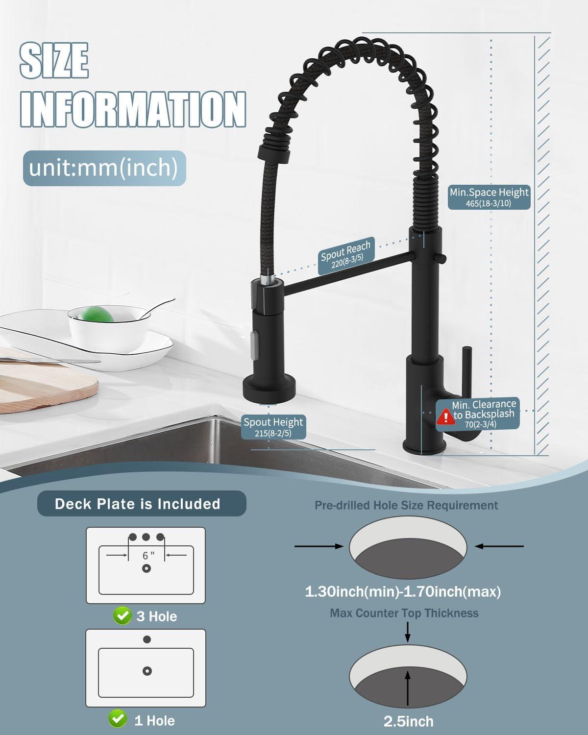 Kitchen Faucet With Pull Down Sprayer, Single Handle Spring Faucet For Sink Farmhouse Rv Laundry Room