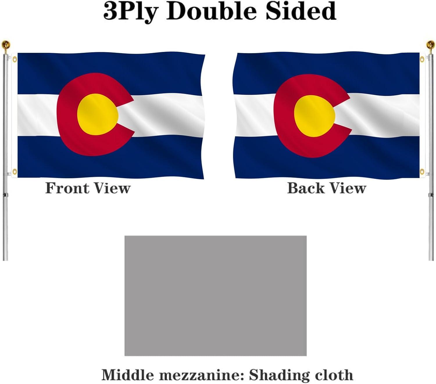 Colorado State Flag Polyester Fiber 3x5 Feet Flag, Bright Colors And Anti-ultraviolet Fade Flag Indoor Outdoor Banner