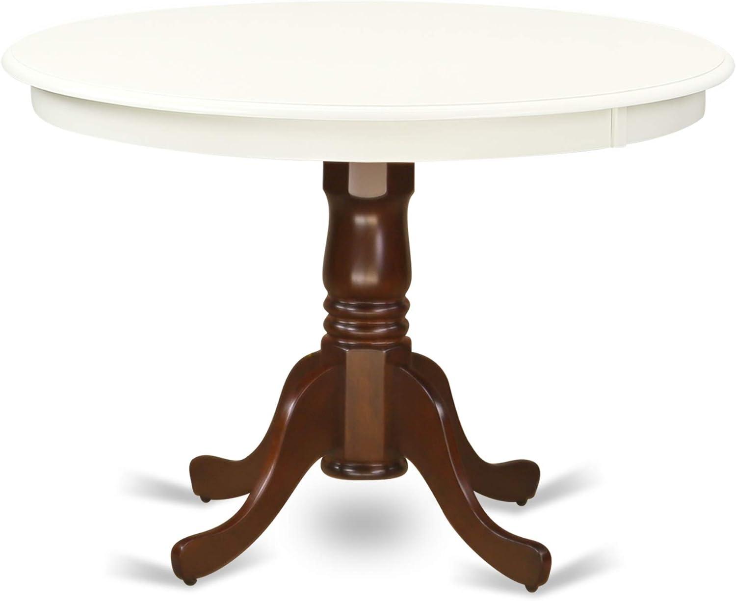 Hartland Linen White and Mahogany 42" Round Dining Table